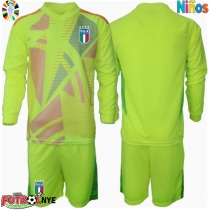 Camiseta Italia Portero Primera Equipación para niños Eurocopa 2024 manga larga (+ pantalones cortos)